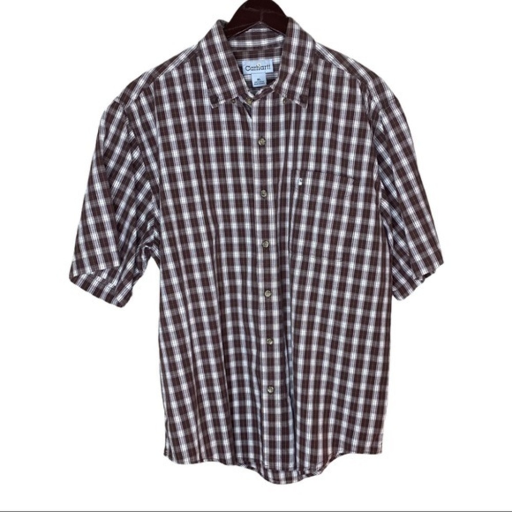 CARHARTT SHORT SLEEVE PLAID BUTTON DOWN SHIRT XL